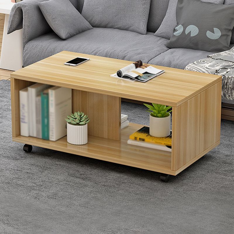 Geometric 1 Single Coffee Table Wood Cocktail Table with Casters