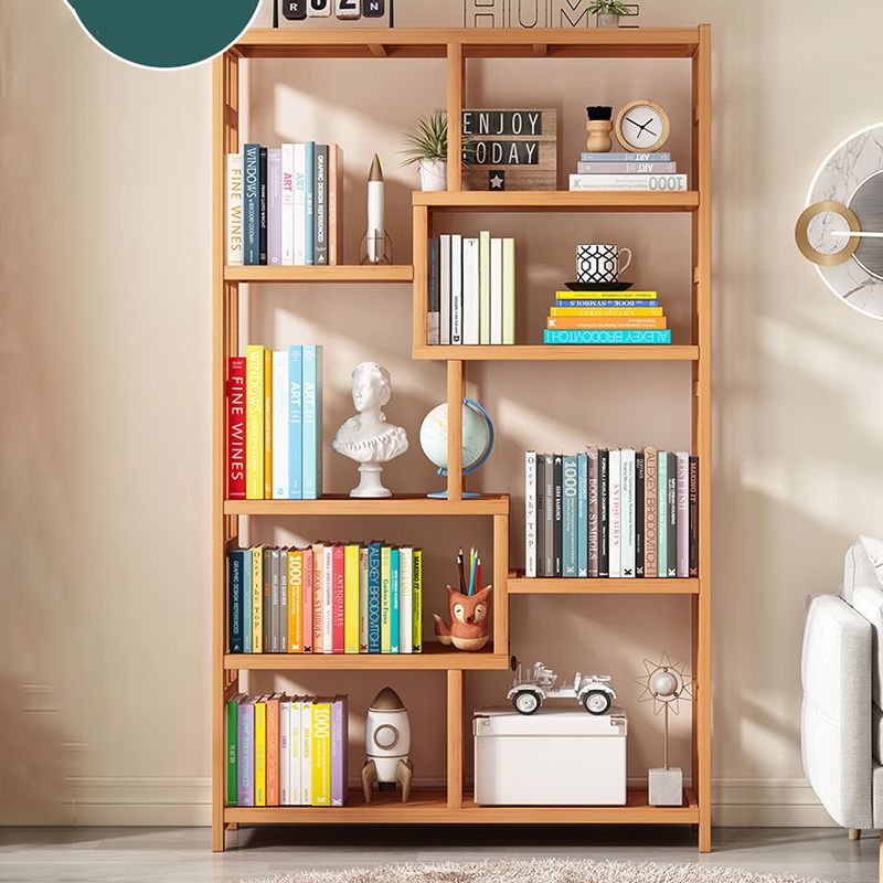 Contemporary Bookcase Open Shelf Bamboo Vertical Shelf Bookcase