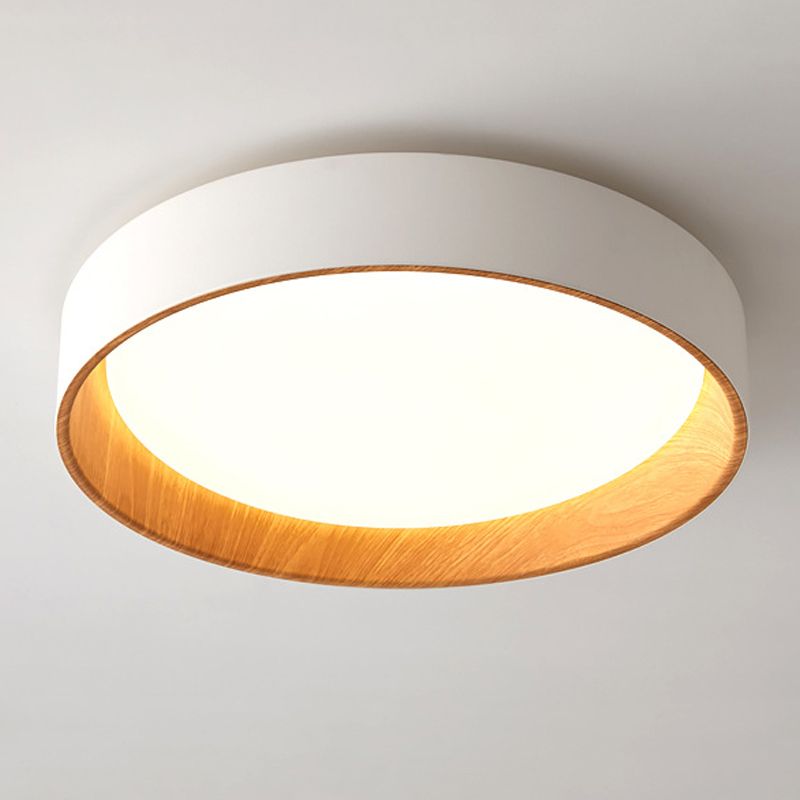 1 Light Round Flush Mount Lamp Modern Style Metal Flush Mount Fixture in White