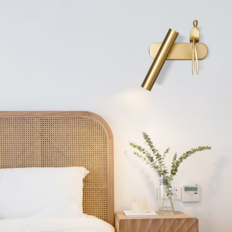 Nordic Style Copper Wall Light Cylinder Shape Wall Lamp for Bedroom (Included Doll)