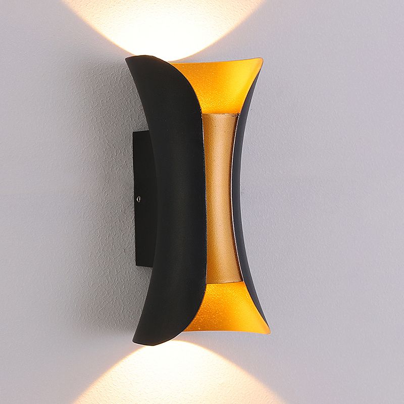 Unique Shade Metal Wall Sconce Modern Style 2- Lights Wall Mounted Light in Black