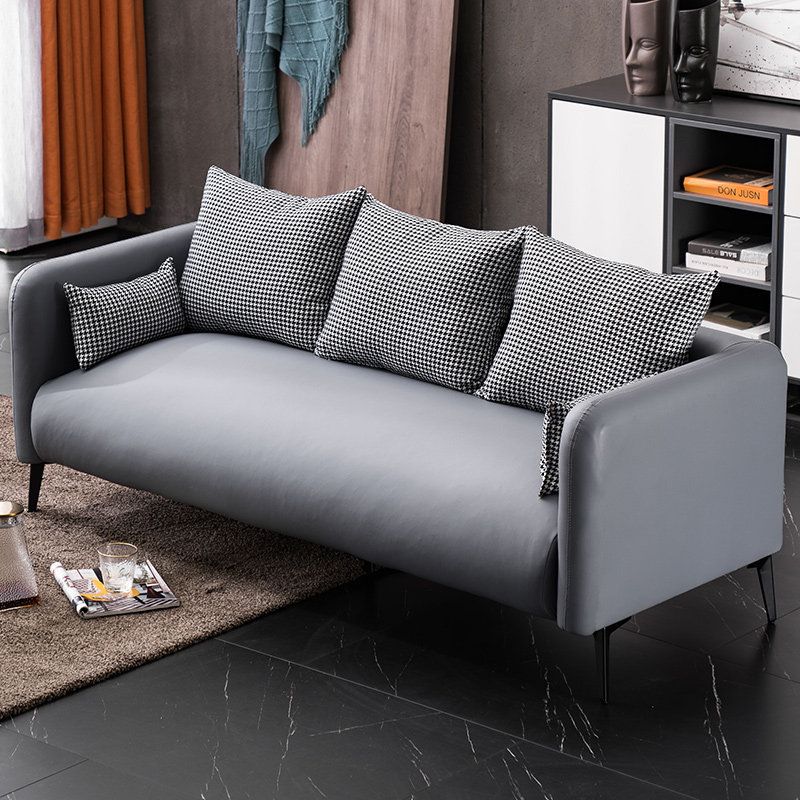 Modern 3-seater Sofa with Houndstooth Pillows Back and Pillow Top Arm