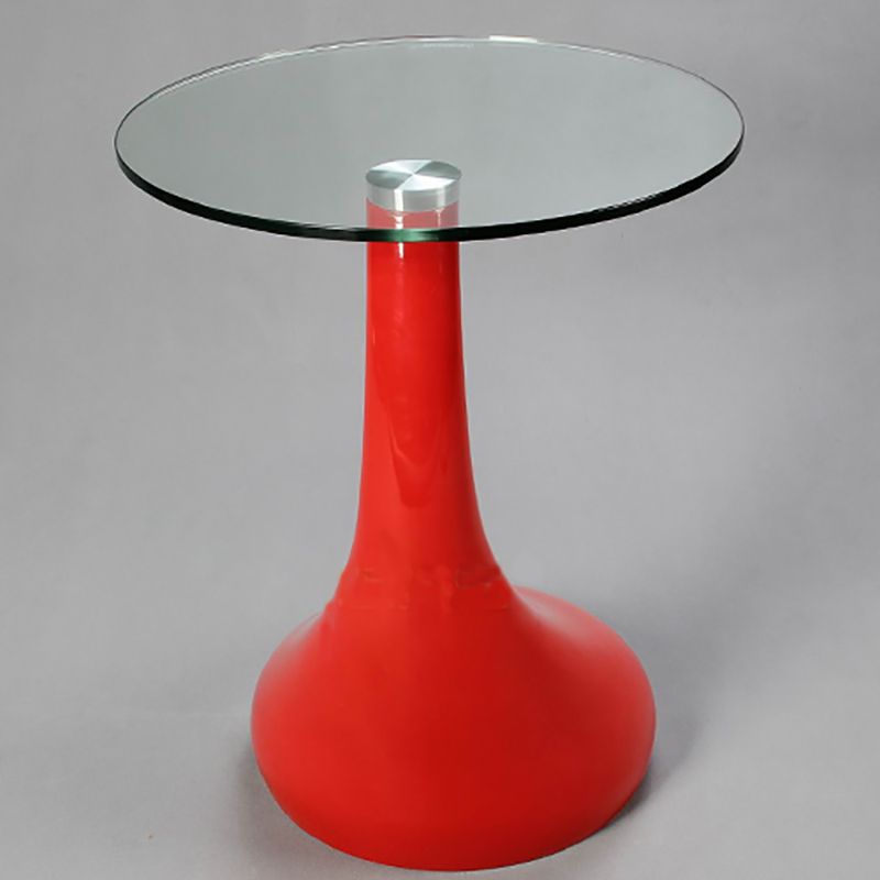 Contemporary End Table Glass Round Plastic Pedestal Living Room Side Table