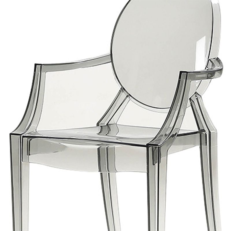 Sillón de plástico contemporáneo para restaurante, silla de comedor transparente con respaldo abierto (juego de 4)