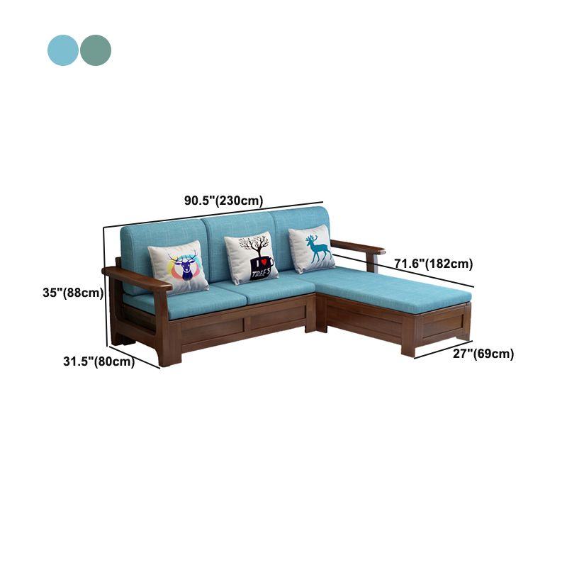 Nordic Fabric Living Room Sofa Chaise Square Arm Cushions Sofa Bed