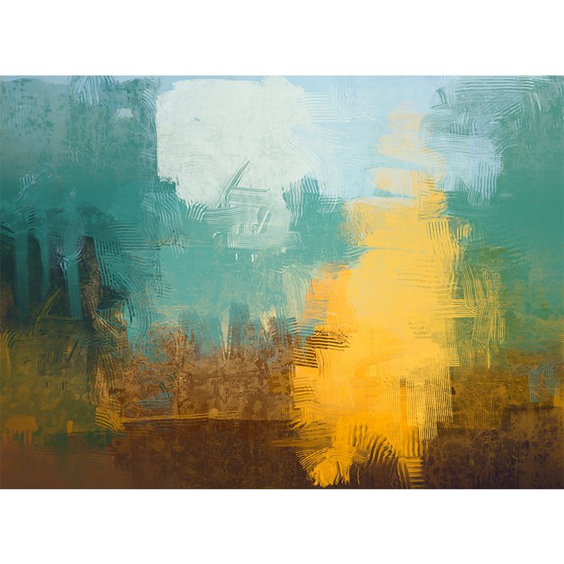 Giant Wall Covering for Living Room Forest Mural Wallpaper in Green and Yellow, Stain-Resistant