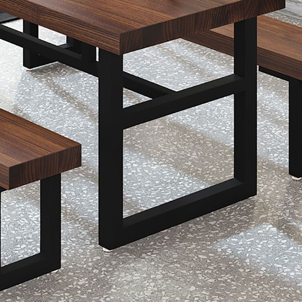 Industrial Rectangle Dining Table Wooden Table with Metal Base for Home Use