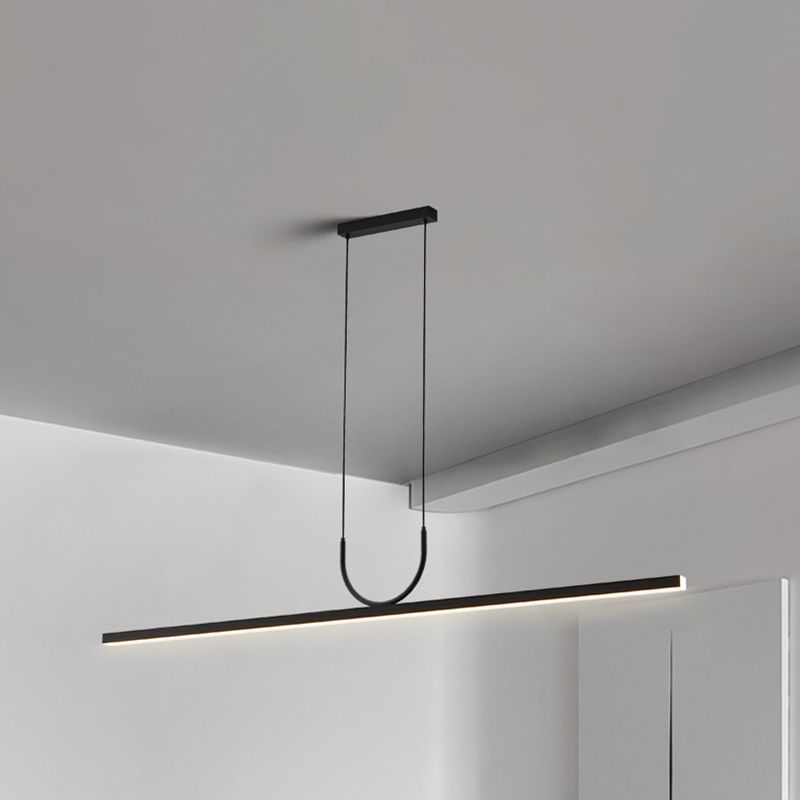 Linear 1 - Light LED Ceiling Pendant Fixture in Dark Black Aluminum Kitchen Island Fixture
