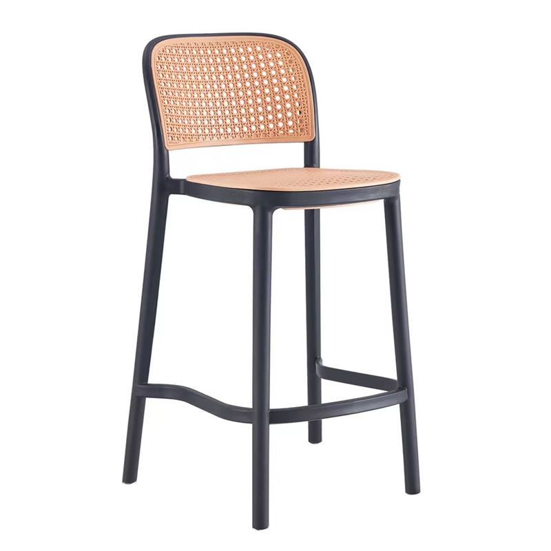 Scandinavian Armless Bar Stool Plastic Low Back Stool in White and Black