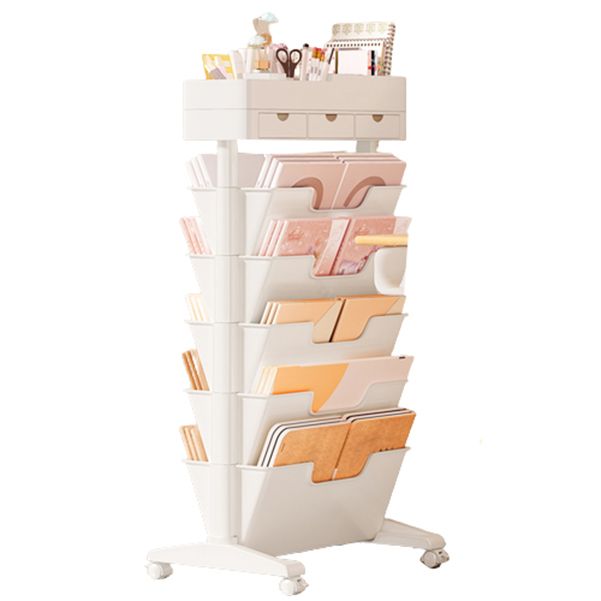 7.87"W Bookcase Contemporary Style Closed Back White Bookshelf for Home Office