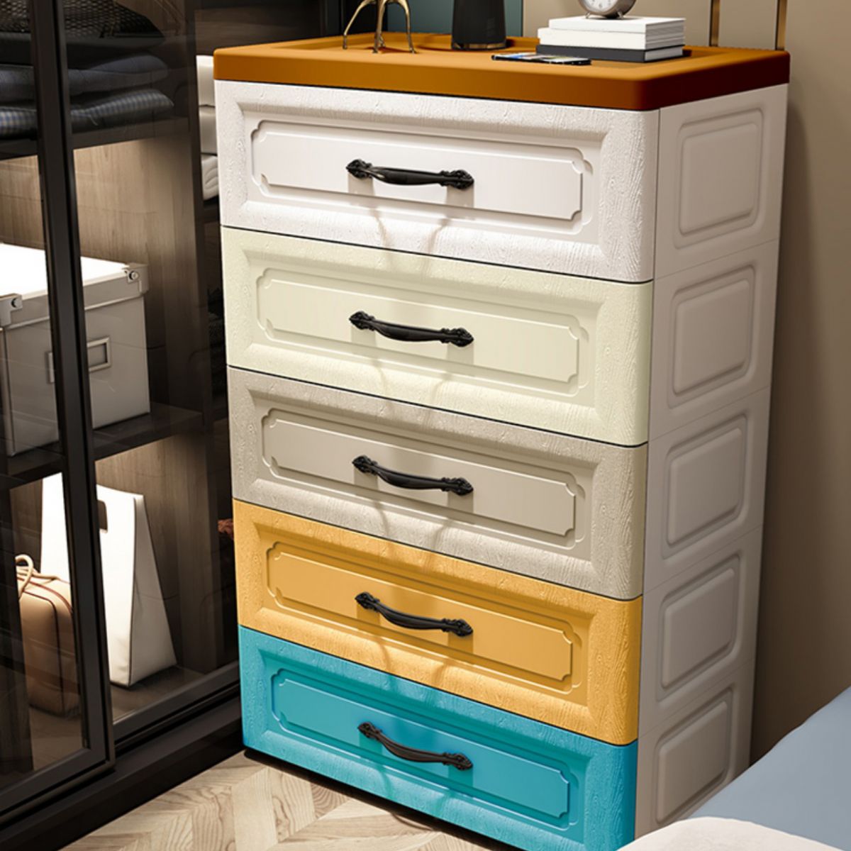 Contemporary Wardrobe Closet with Drawer Plastic Wardrobe Cabinet