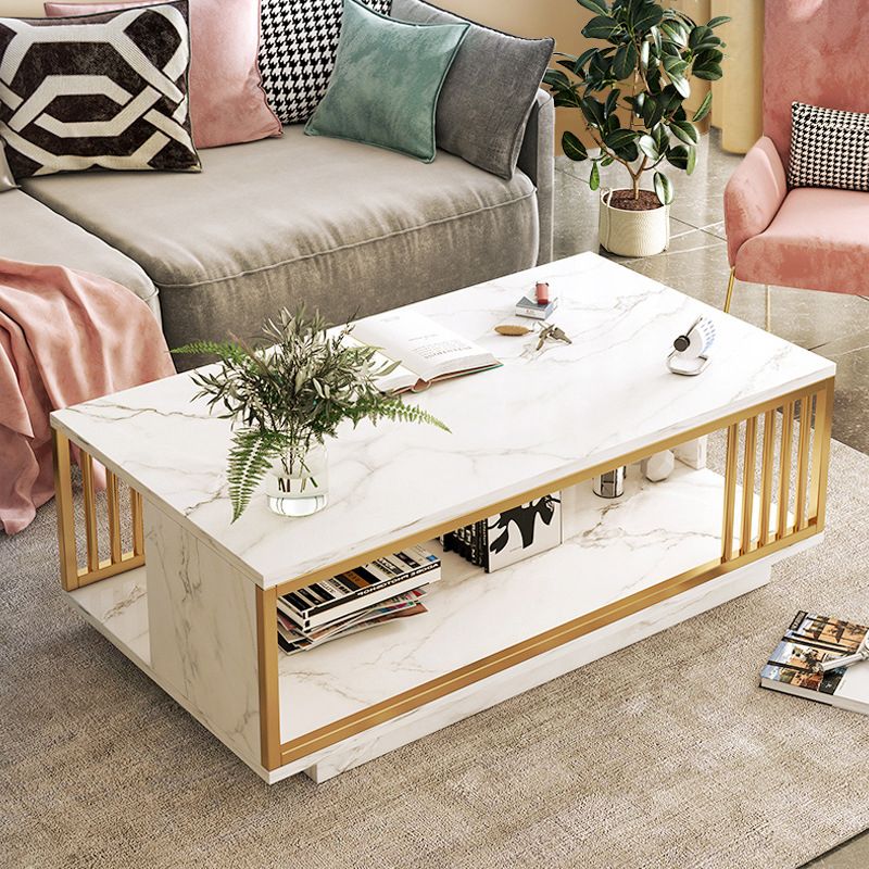 Rectangular Storage Coffee Table  Contemporary Frame Cocktail Table for Home