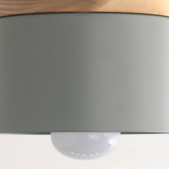 Wooden Cylindrical Hanging Lamp in Modern Creative Style Lacquered Iron Macaron Pendant Light