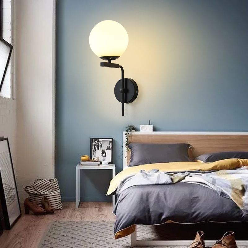 Modern Spherical Glass Wall Light Fixture 1-Bulb Bedroom Wall Sconce Light
