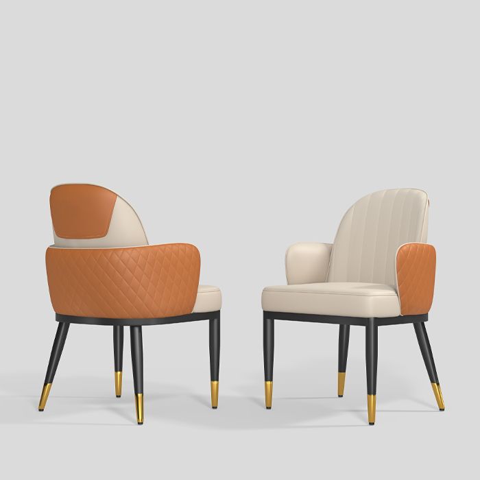 Minimalist Style Solid Back Dining Side Chairs Leather Dining Chairs for Kitchen