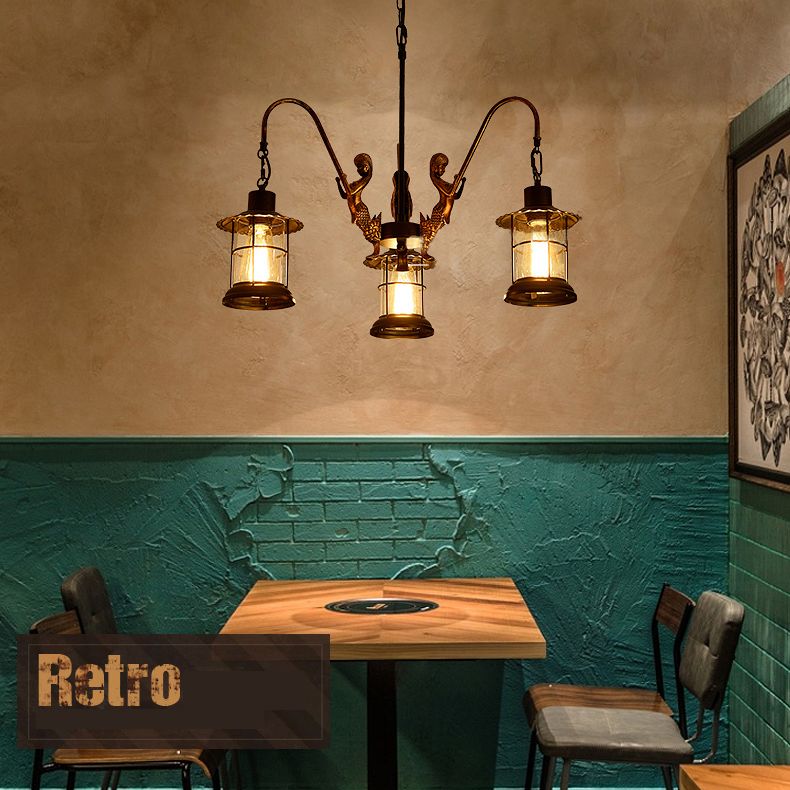 Metal Pendant Lighting Fixture Vintage Black Shaded Restaurant Chandelier Pendant Light