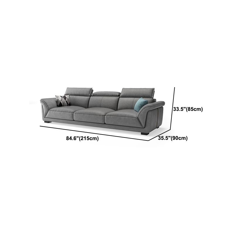 Gray Faux Leather Sofa & Chaise Modern Biscuit Back Sofa - 33.46" H