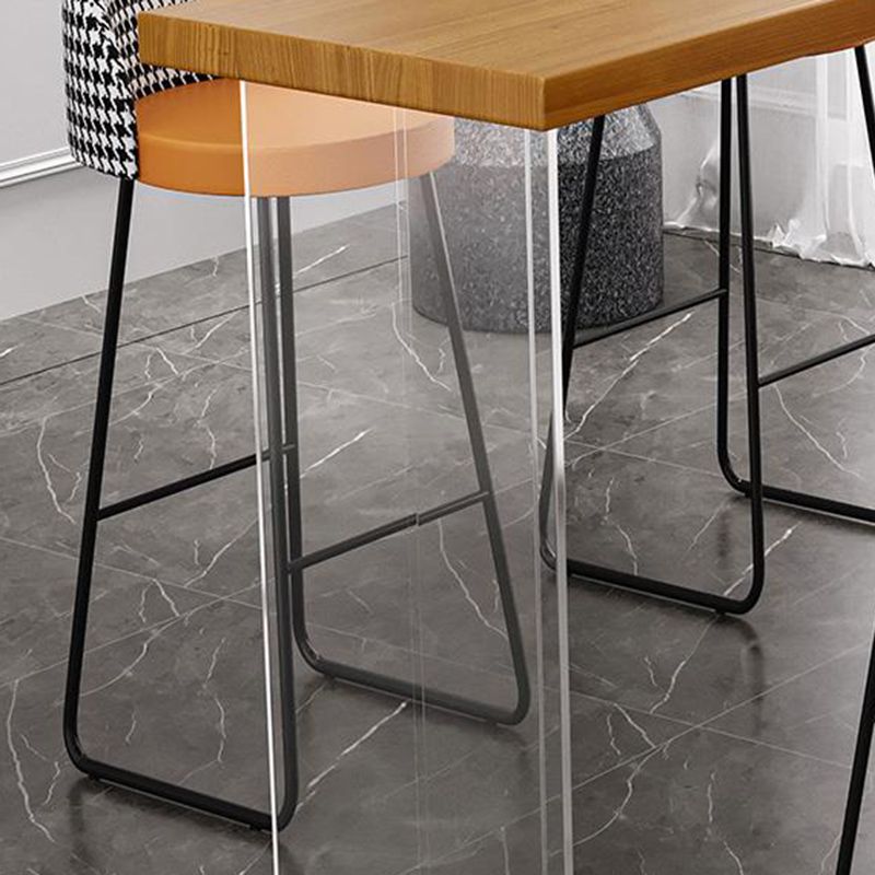 Brown Rectangle Bar Height Table Modern Solid Wood Bar Dining Table