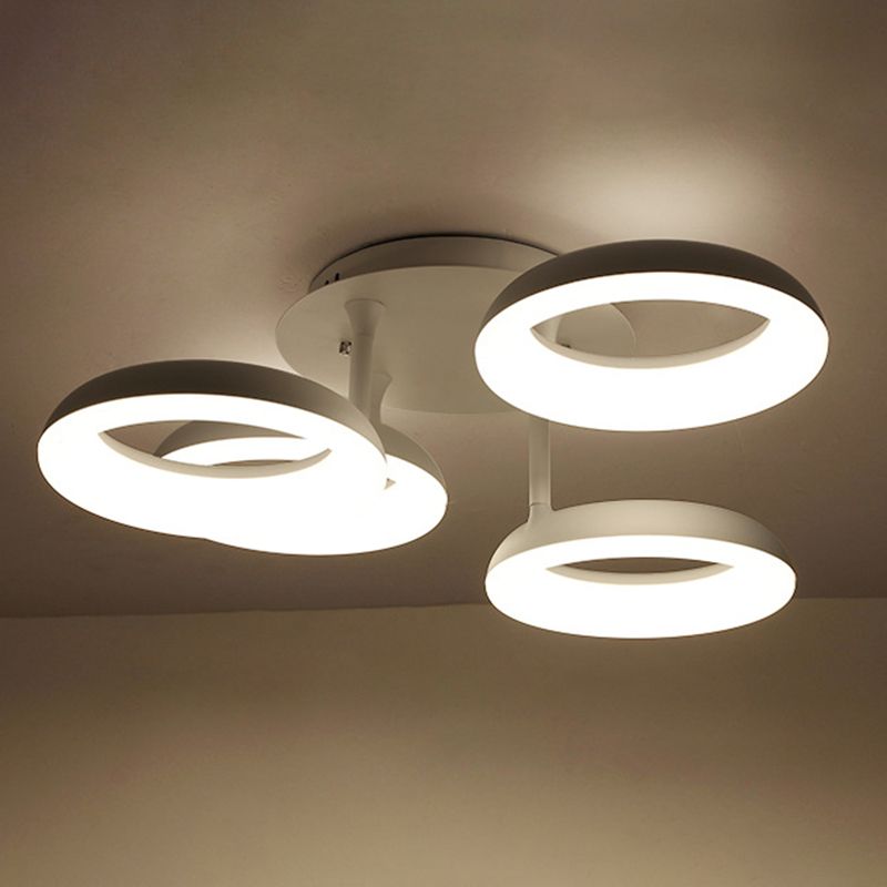 Simplicity Circle LED Semi Flush Light Acryl Wohnzimmer Deckeneinbauleuchte in Weiß