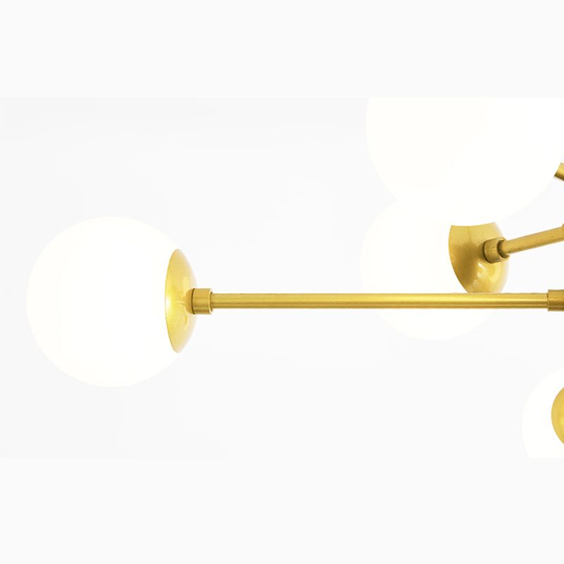Golden Bedroom Molecular Shape Chandelier Milk White Glass Orb Nordic Simplicity Suspension Lighting Fixture