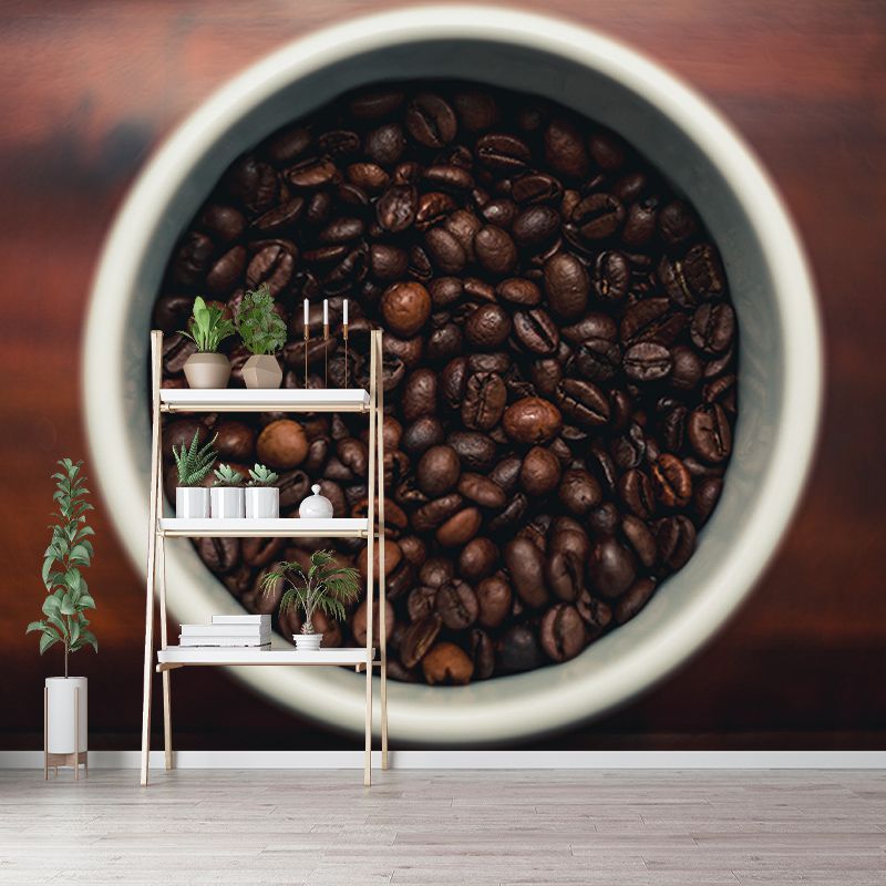 Coffee Beans Wall Mural for Coffee Shop Decor Stain Resistant, Custom Size Available