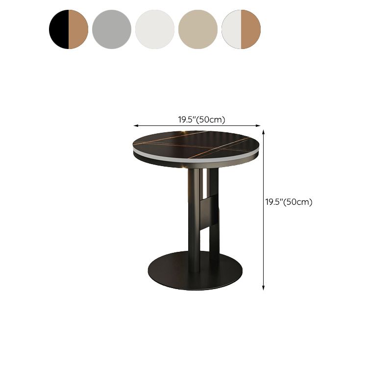 Contemporary Accent Side Table Round Pedestal Living Room Metal Corner Table