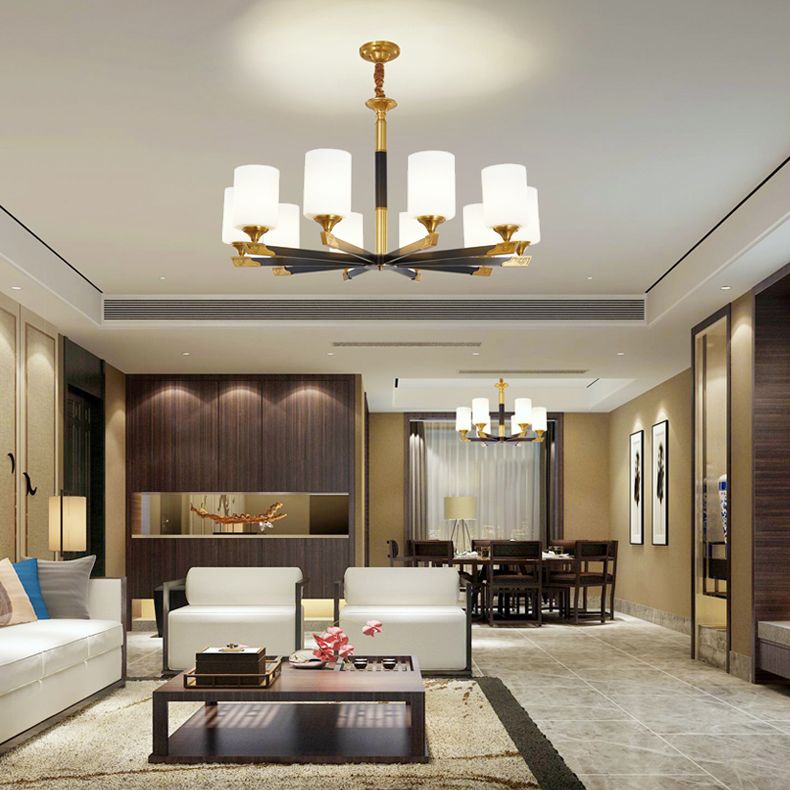 Modern Minimalism Style Cylindrical Hanging Chandelier Copper Ceiling Chandelier