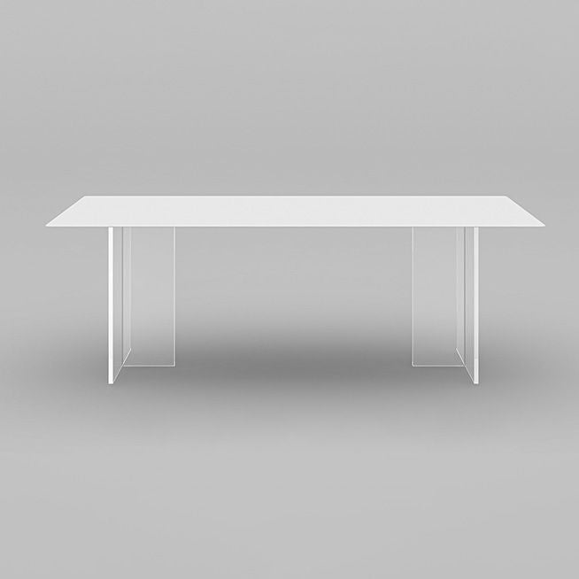 Modern White Dining Table Rectangle Sintered Stone Dining Table with Acrylic Base for Kitchen