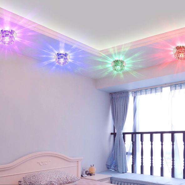 Mini Crystal Ceiling Downlight Simplicity Stainless Steel LED Flush Mount Recessed Lighting