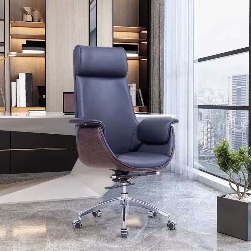 Modern Armless Swivel Chair with Chrome Frame Executive Height-adjustable Office Chair