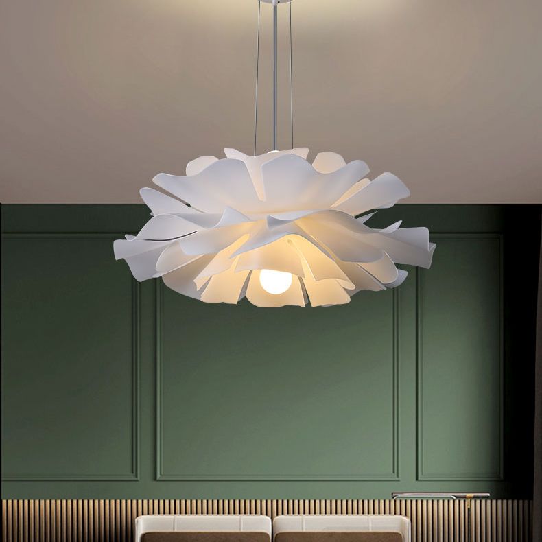 2-Light Pendant Lighting Modern Style White Lotus Shape Suspension Lighting