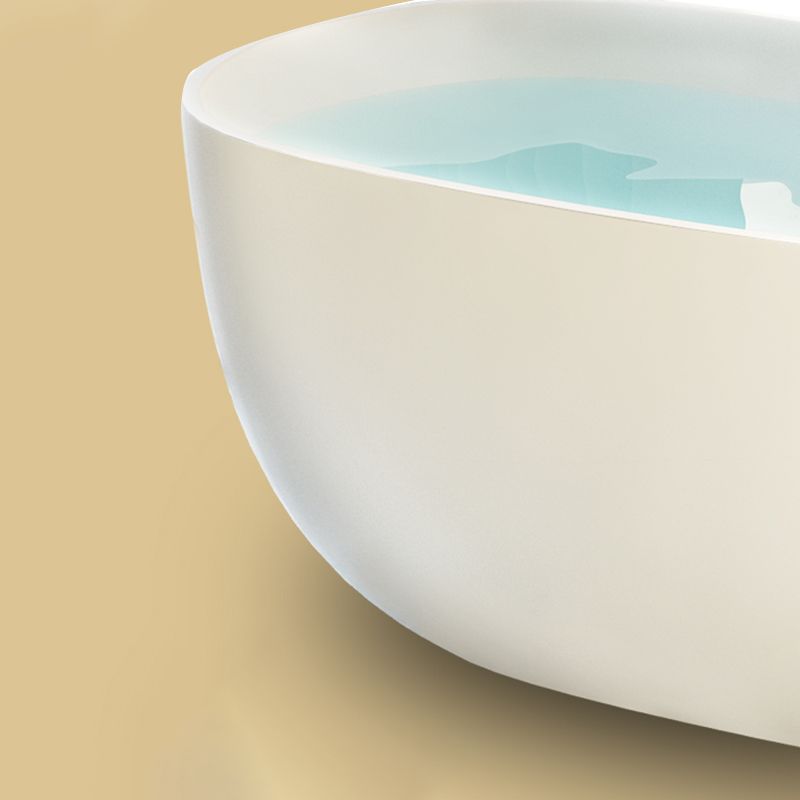 Acrylic-Fiberglass Oval Bathtub Contemporary Soaking Bathtub with Drain and Overflow Trim