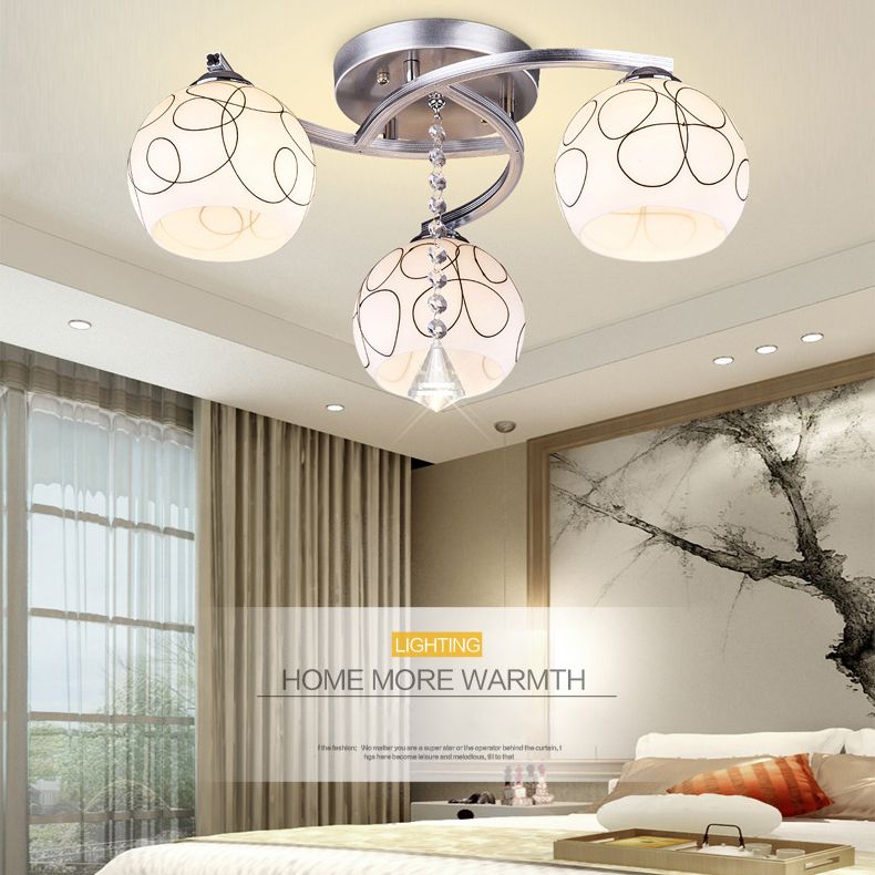 Cromo 3 illuminazione a soffitto a soffitto moderno in metallo latte in vetro semifulò illuminazione per soggiorno per soggiorno