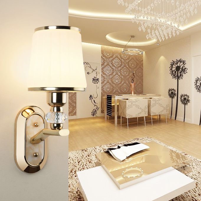 1-Light Armed Sconce Wall Light Modern Minimalist Style Glass Wall Sconce