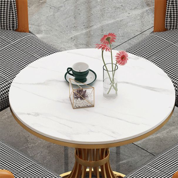 Glam Faux Marble Dinette Set for Home 1/4 Pieces Glossy White Dining Table Set