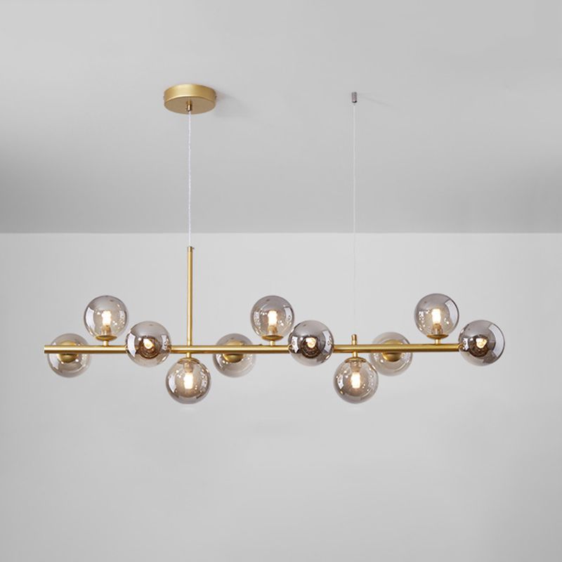 Globe Glass Shaded 11-Light  Linear Kitchen Island Light Modern and Contemporary Style Ceiling Light