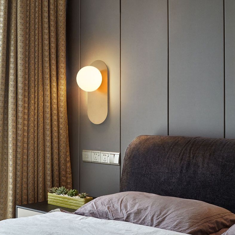 Glass Round Sconce Light Fixture Minimalist-Style Wall Mounted Light Fixture for Bedroom