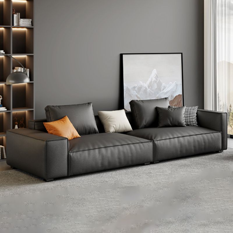 Faux Leder Square Arm Standard -Sofa mit Stirnkissen, fleckbeständiger