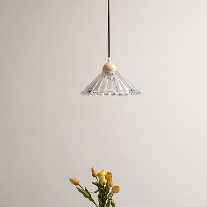 Transparent en verre pendent lampe nordique de style bois suspendu pour salle à manger