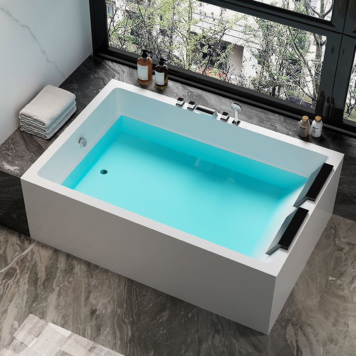 Modern Rectangular Acrylic Bathtub Stand Alone Soaking White Bath