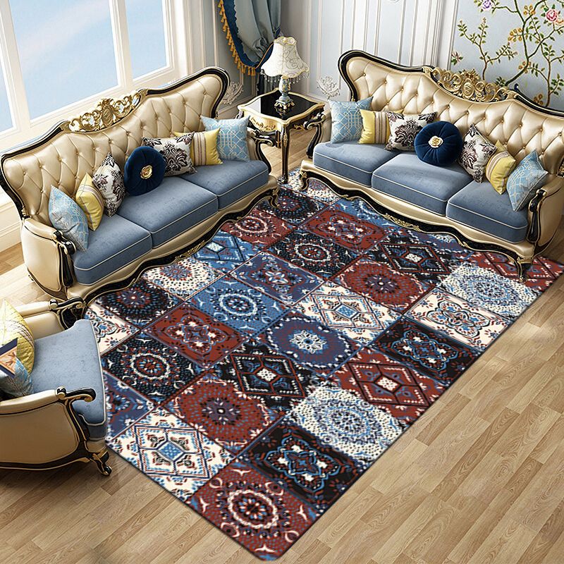 Modern Matrix Pattern Rug Polyester Area Carpet Stain Resistant Indoor Rug for Home Decoration