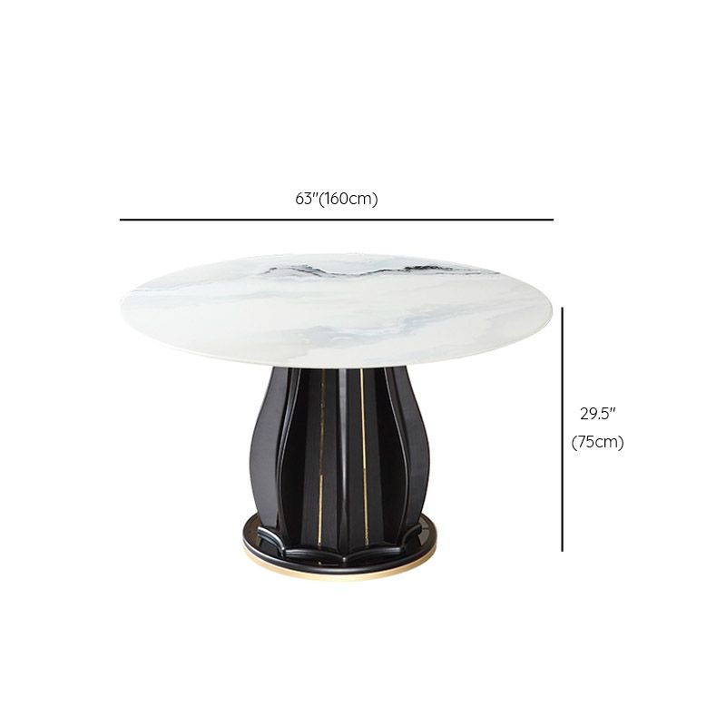 Contemporary Dining Table Stone and Solid Wood Dinette Table