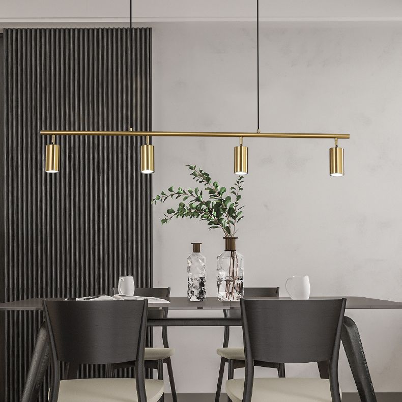 Zeitgenössische Anhängerleuchten Zylindermetall 4 Light Island Kronleuchter