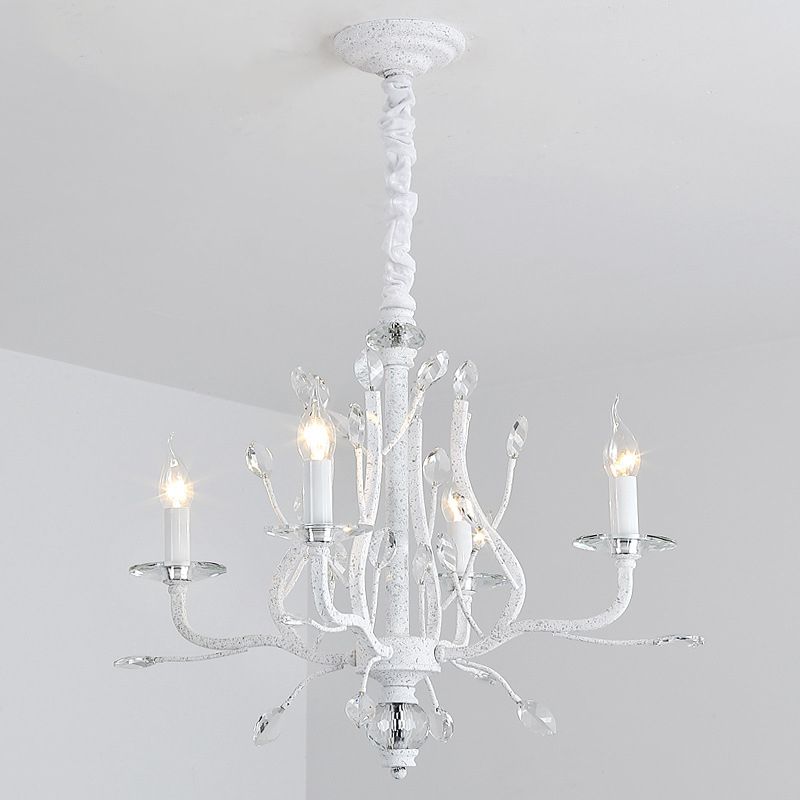 Éclairage de lustre à bougie rustique 4/6 têtes transparent K9 Crystal Suspension Lumière en blanc pour la salle à manger