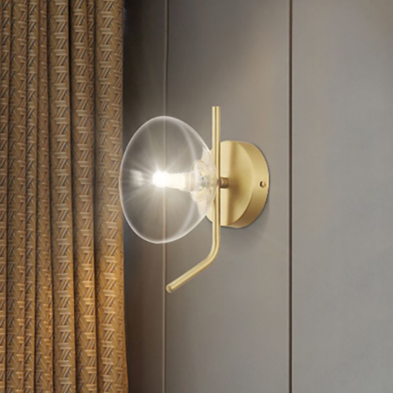 Clear Glass Dome Wall Mounted Light Postmodern 1 Light Sconce Light with Gold Arm