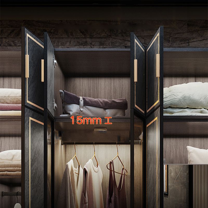 Grey Glass Door Armoire with Garment Rod Modern Storage Cabinet for Bedroom