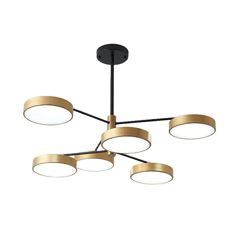 Zweig Wohnzimmer Hanging Deckenleuchte 6 Köpfe Einfacher Stil Anhänger Beleuchtung in Gold/Weiß