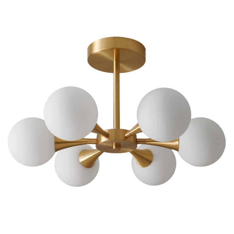 Post-Modern Starburst Hanging Chandelier Light Glass Shade Ceiling Chandelier in Gold for Living Room