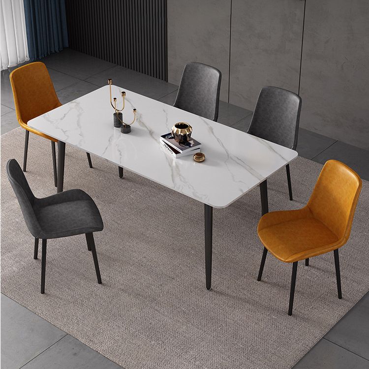 Modern Sintered Stone Dining Table Set White Rectangle Dining Set for Home Use