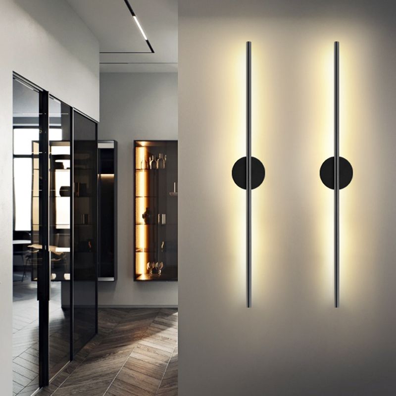 Modern Style Linear Shape Wall Sconce Metal 2 Light Wall Lighting for Living Room